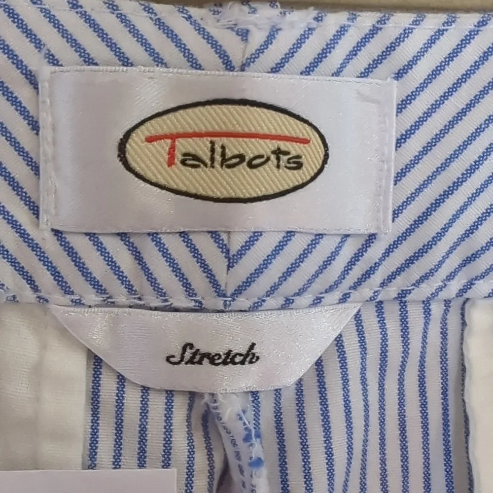 Talbot's Blue And White Striped Cotton Shorts 10 New